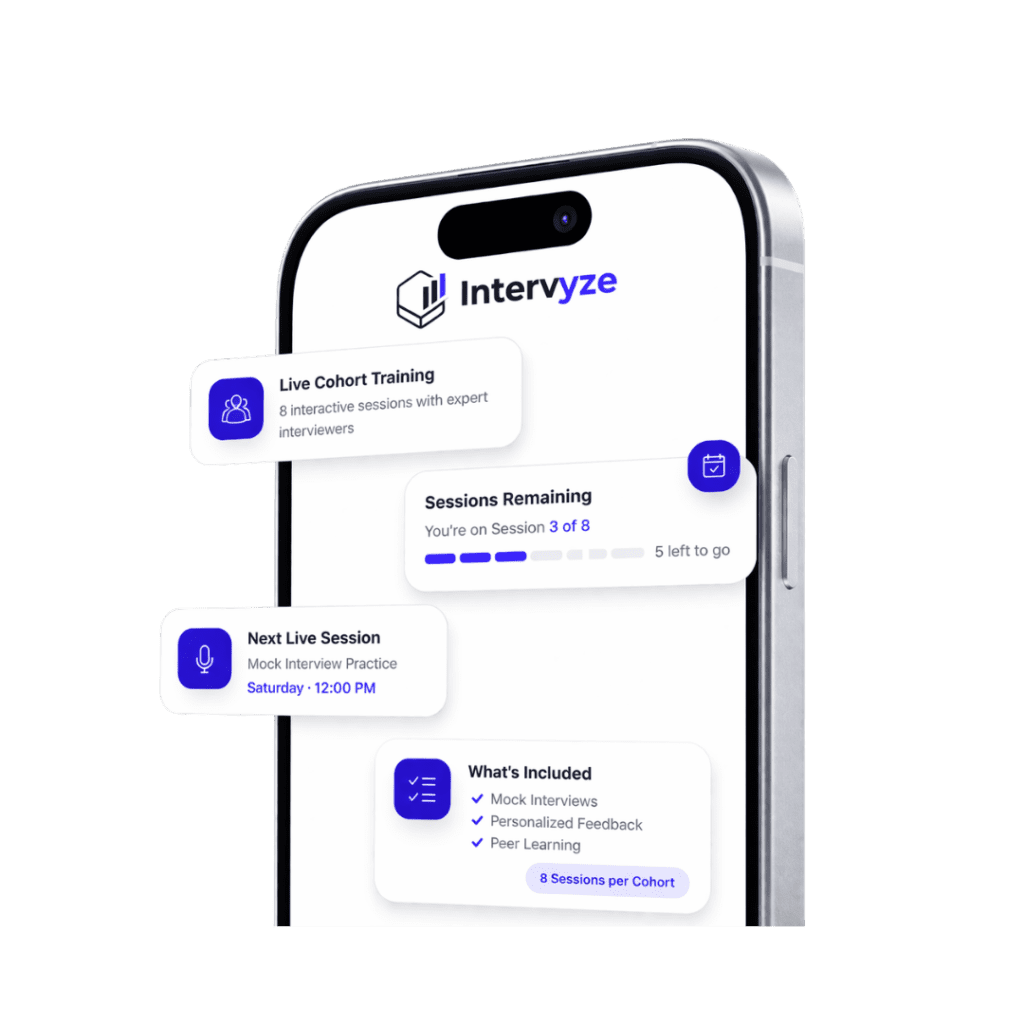 Intervyze live cohort interview training session on mobile